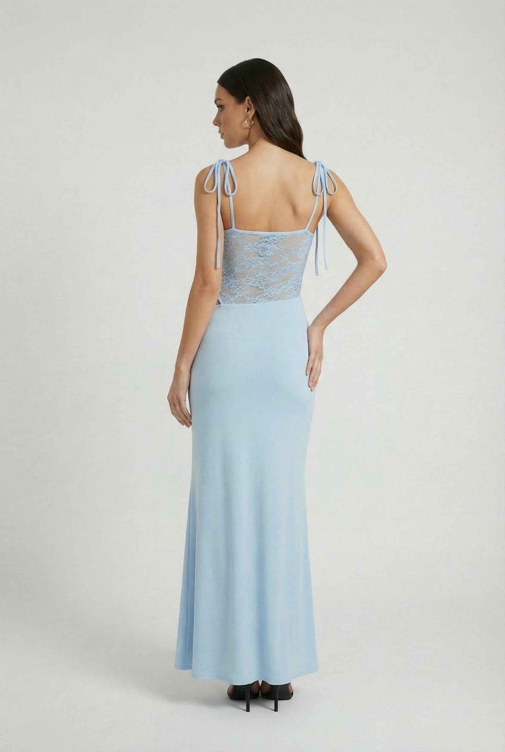 Klára | Abito maxi aderente blu
