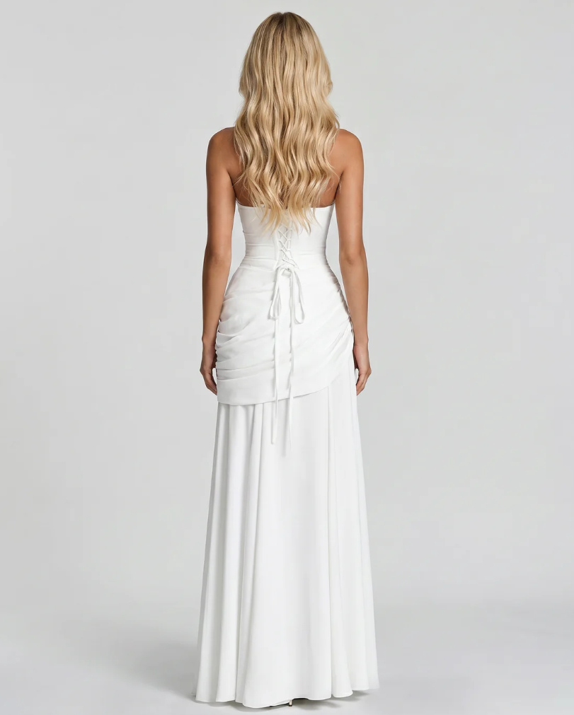 Vera | Maxi abito con scollo quadrato arricciato
