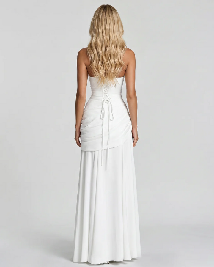 Vera | Maxi abito con scollo quadrato arricciato
