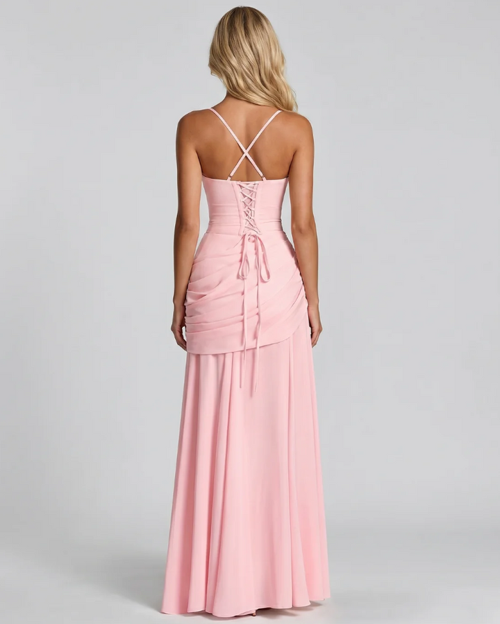 Vera | Maxi abito con scollo quadrato arricciato