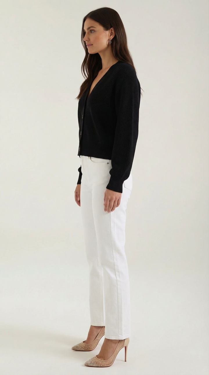 Cardigan lavorato a maglia con scollatura a V e delicati bottoni