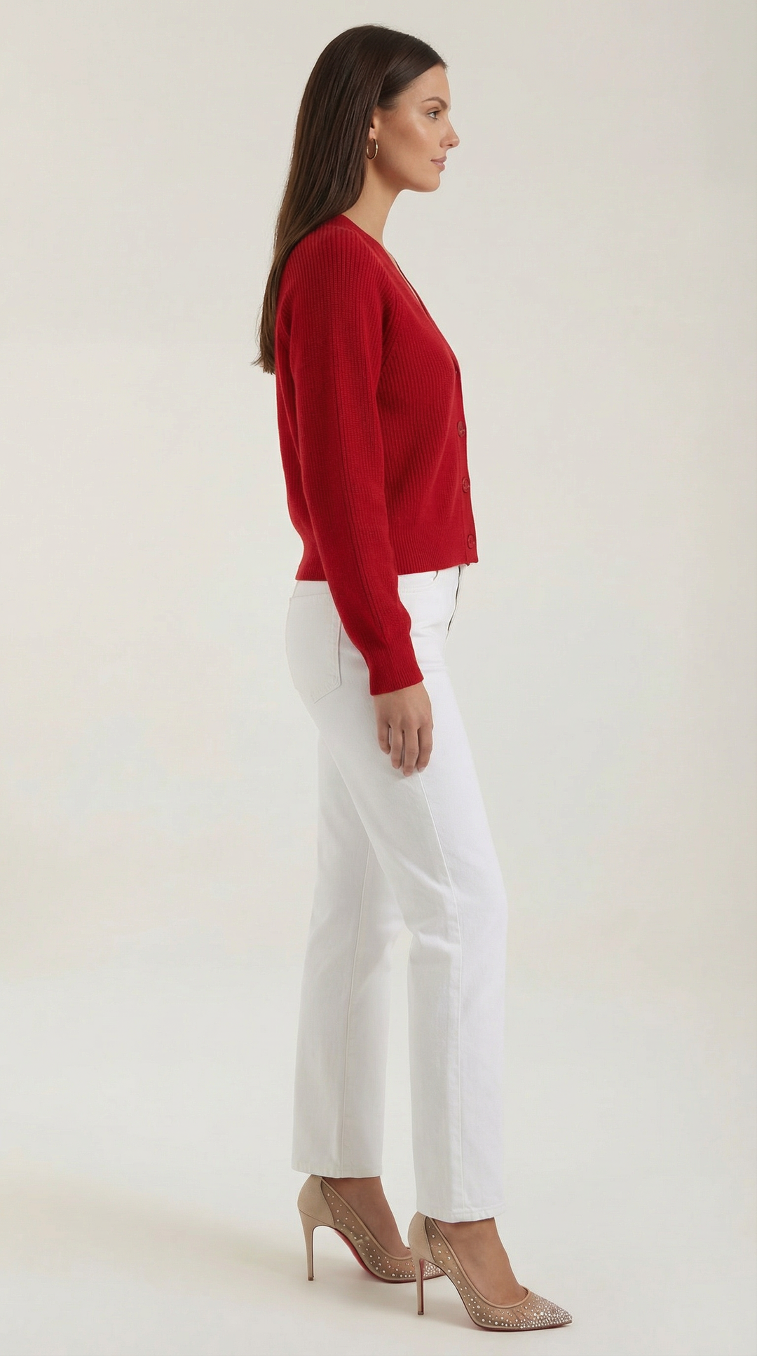 Cardigan lavorato a maglia con scollatura a V e delicati bottoni