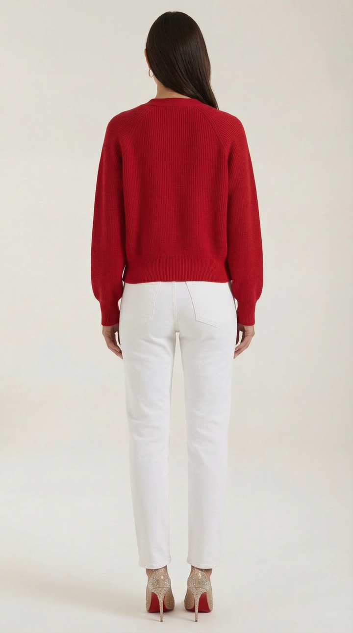 Cardigan lavorato a maglia con scollatura a V e delicati bottoni