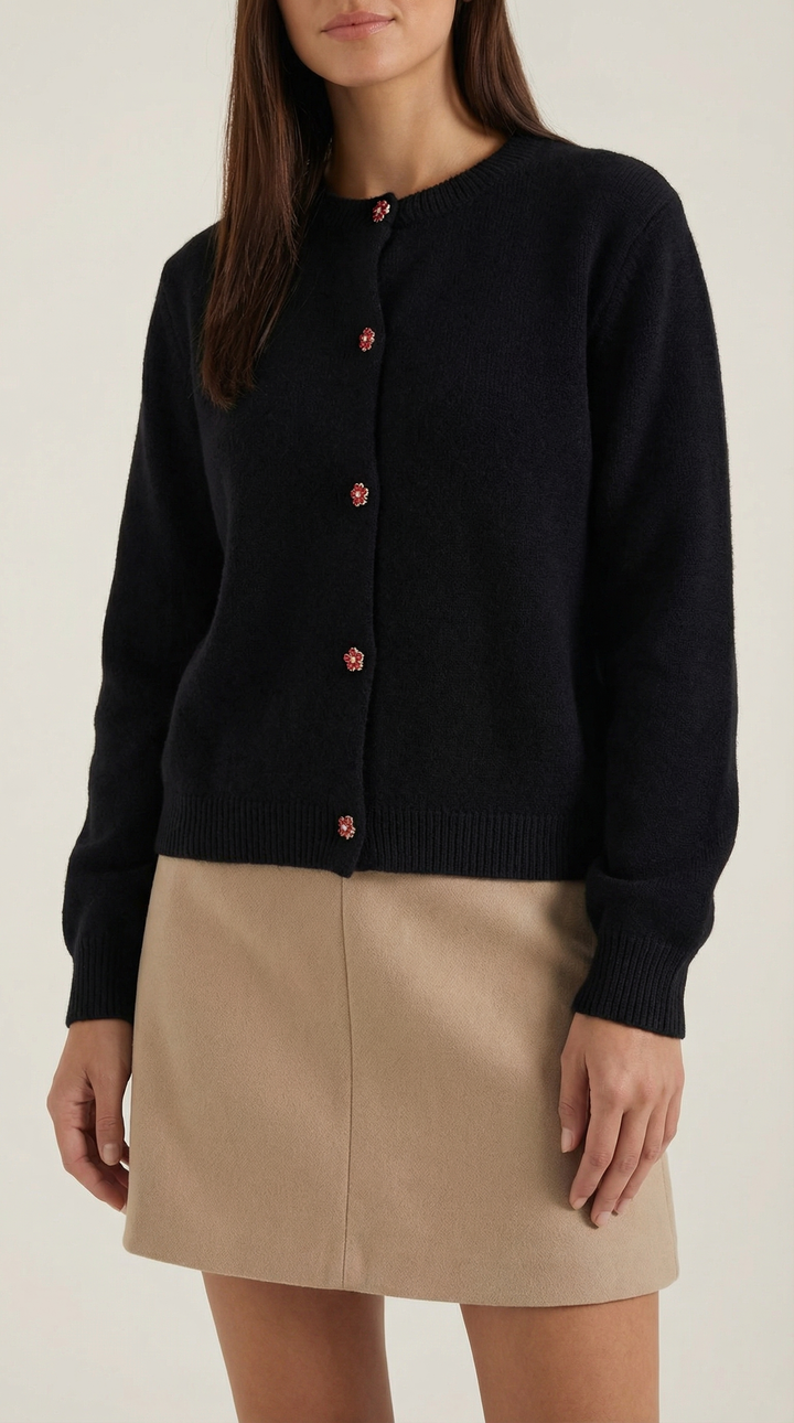 Cardigan lavorato a maglia con chiusura a bottoni classica
