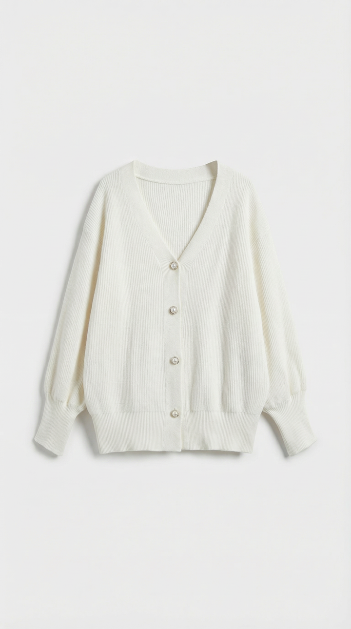 Cardigan lavorato a maglia con bottoni effetto madreperla