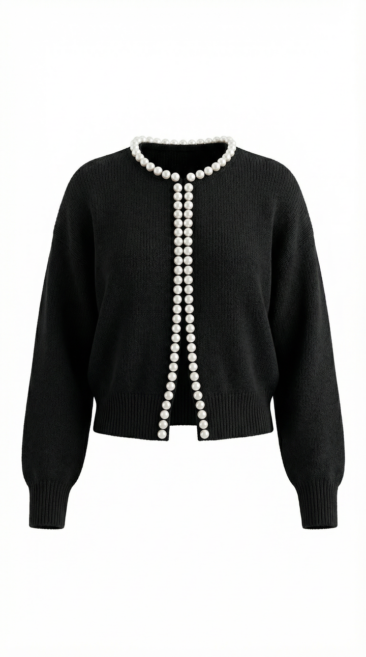 Cardigan lavorato con bottoni in madreperla