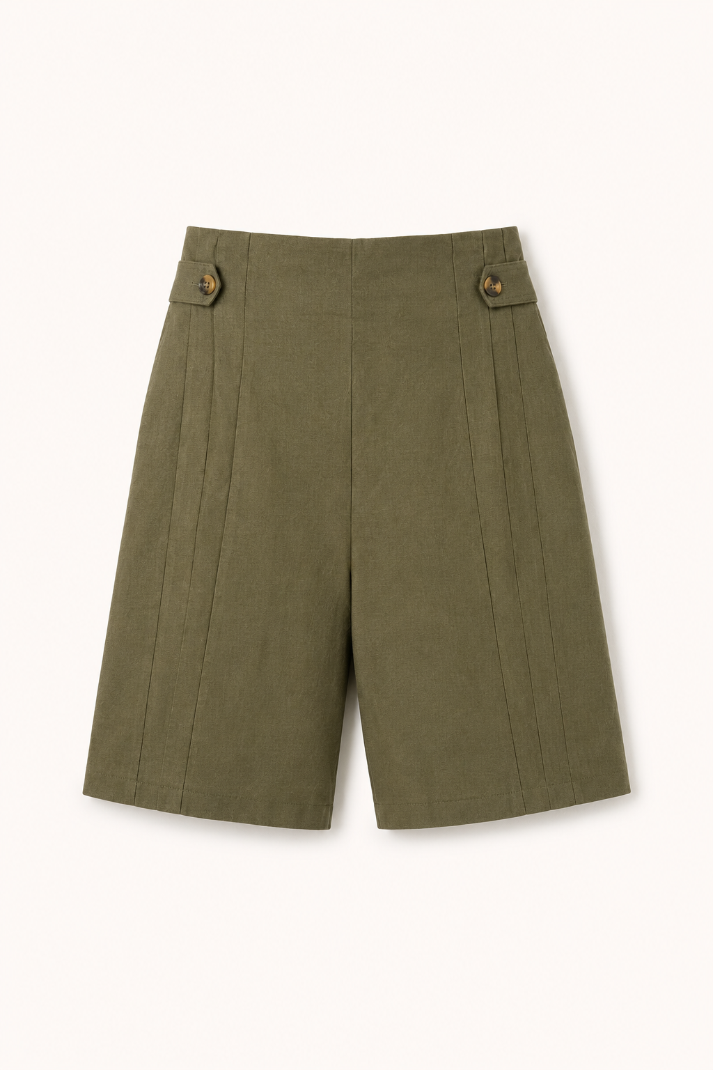 Pantaloni corti con vita alta e bottoni laterali