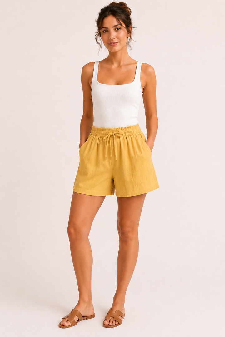 Pantaloni corti larghi con coulisse in vita