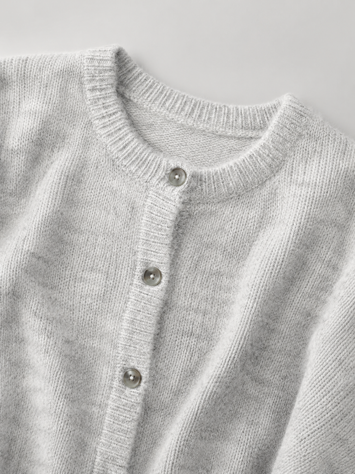 Cardigan lavorato a maglia con scollatura rotonda e bottoni davanti