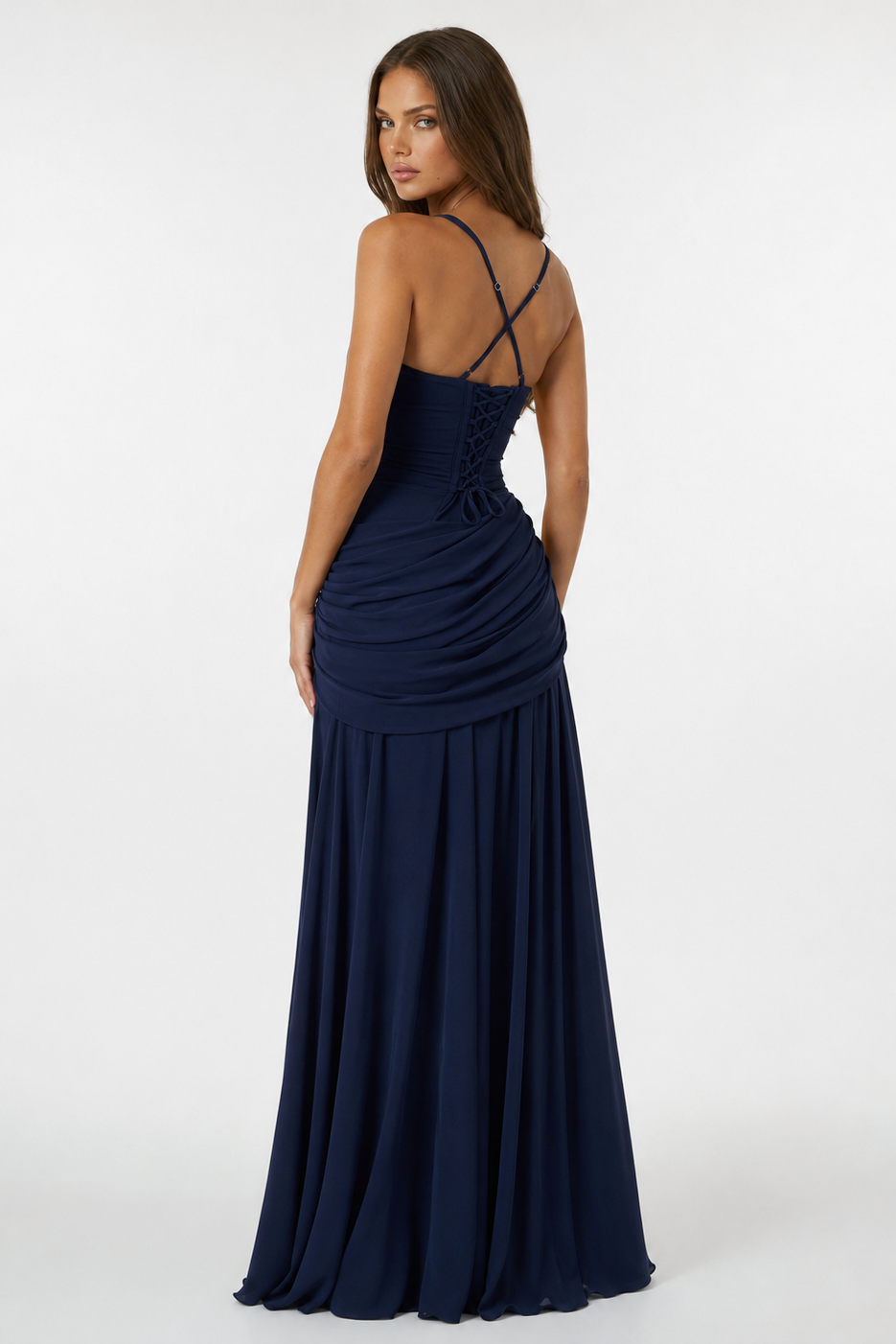 Vera | Maxi abito con scollo quadrato arricciato