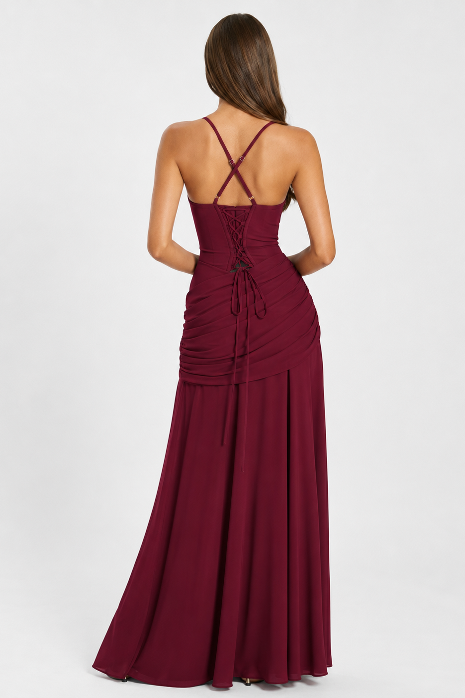 Vera | Maxi abito con scollatura quadrata arricciata