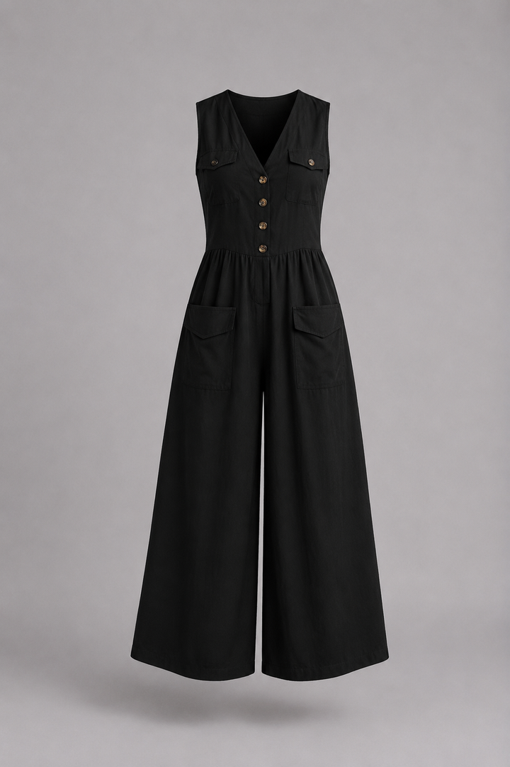 Zlata | Tuta elegante con scollatura a V e pantaloni larghi