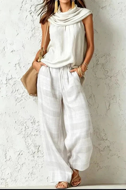 Completo casual a due pezzi con top morbido e pantaloni larghi