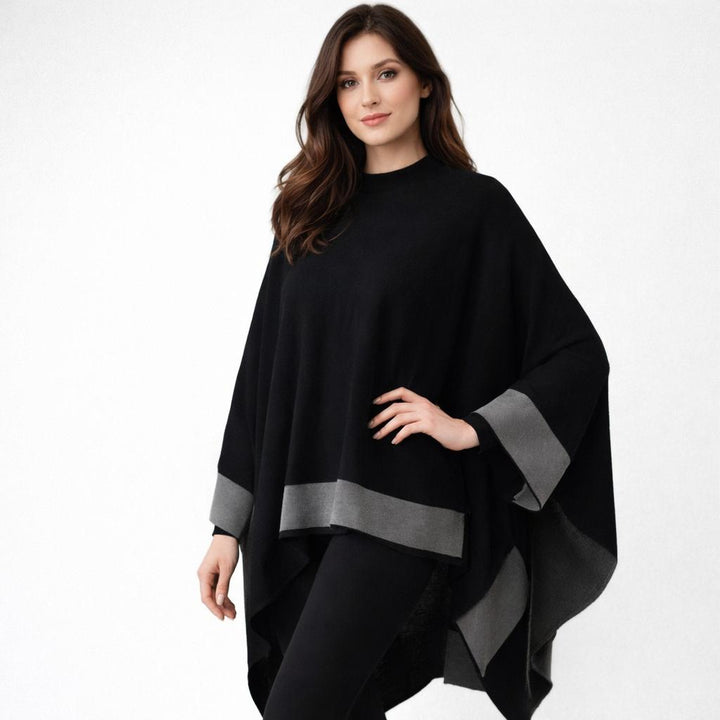 Poncho elegante in misto lana con taglio morbido