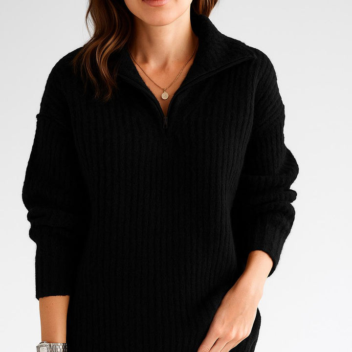 Maglione lavorato a maglia con colletto alto e zip corta