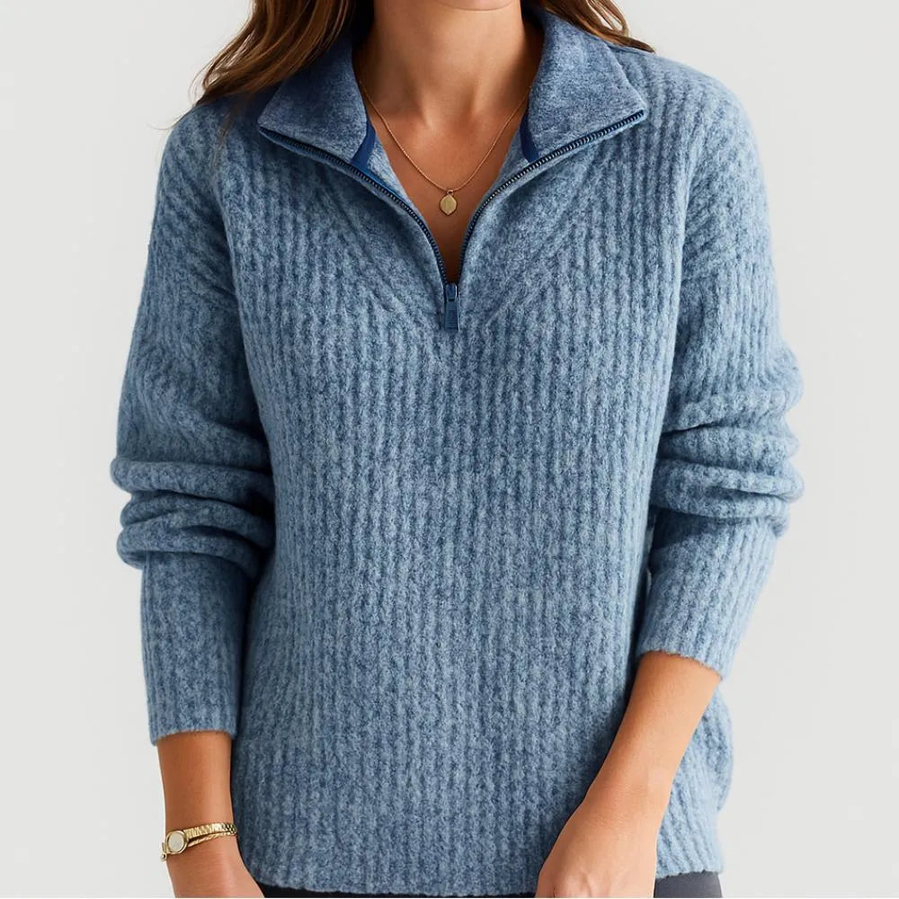 Maglione lavorato a maglia con colletto alto e zip corta