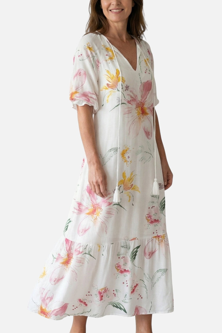 Denisa | Abito midi leggero con scollatura a V