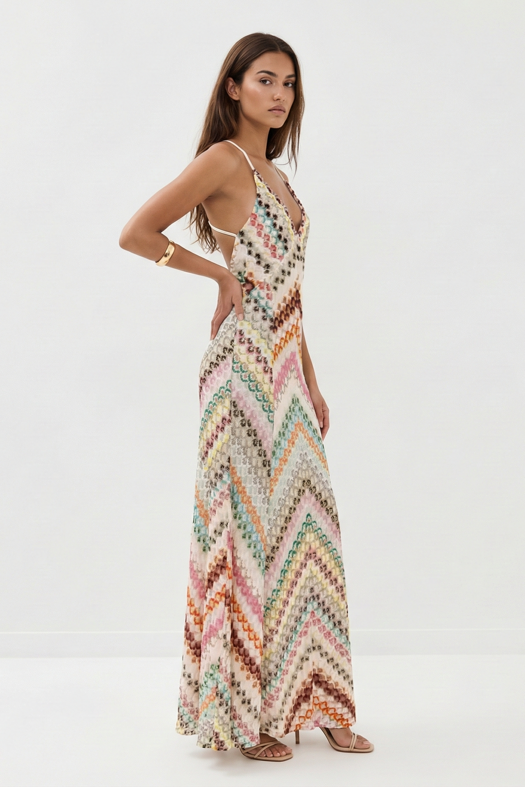 Adrianka | Abito maxi a righe con texture
