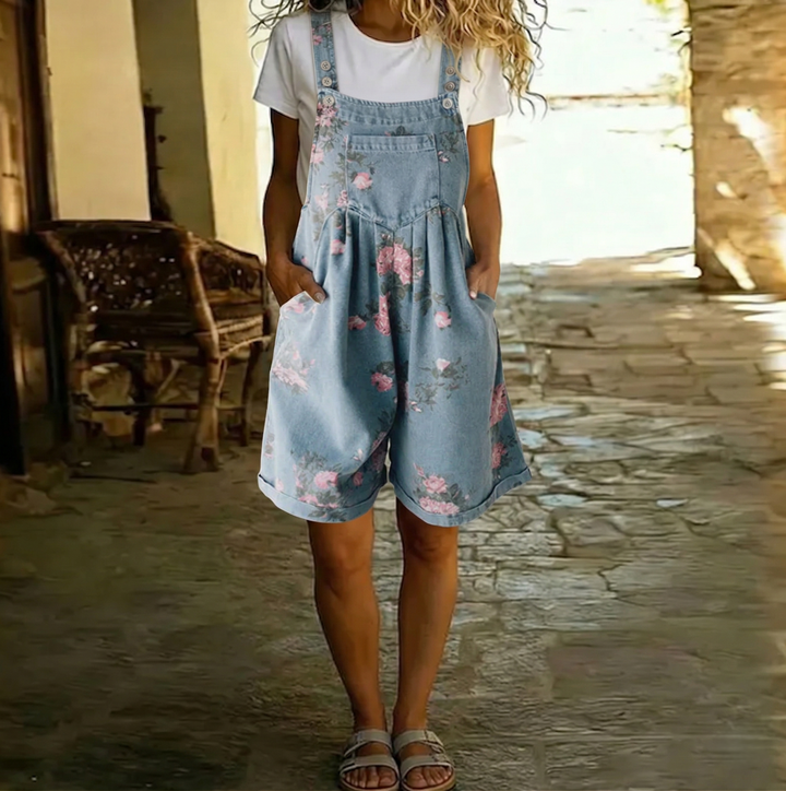 Zofia | Tuta floreale in jeans
