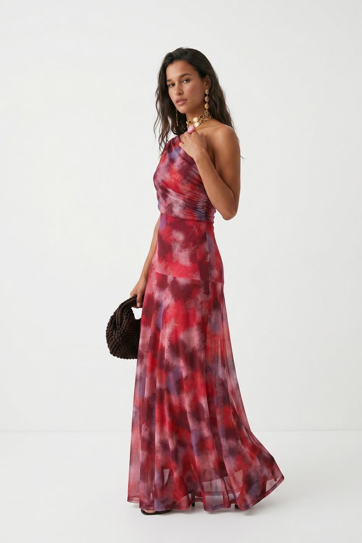 Sofia | Maxi abito con spalle scoperte e drappeggio