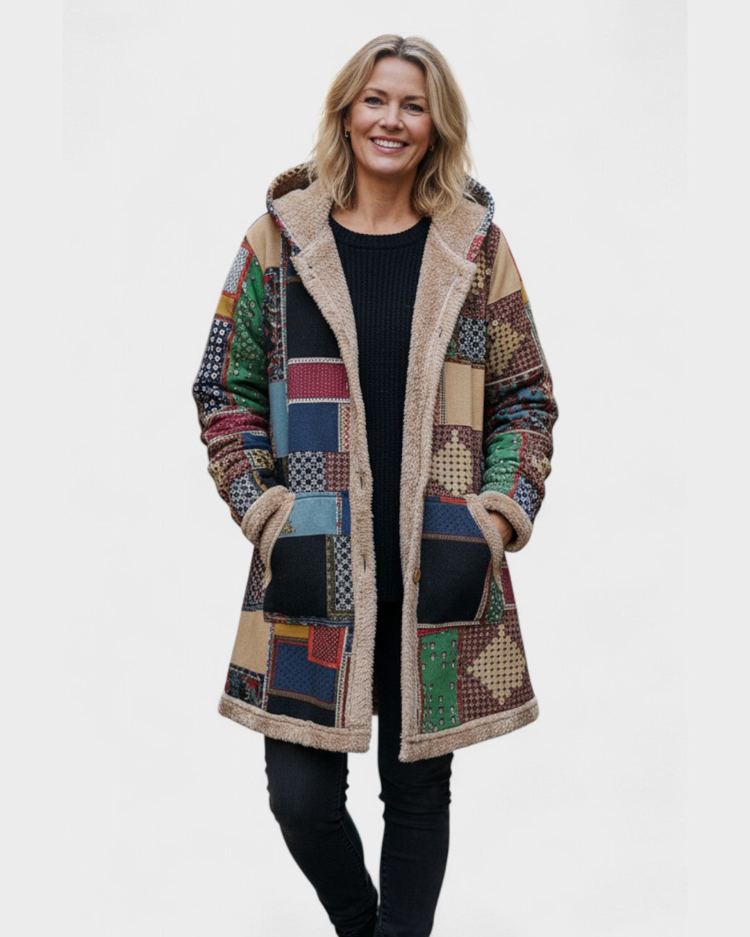 Enrica | Cappuccio patchwork terroso