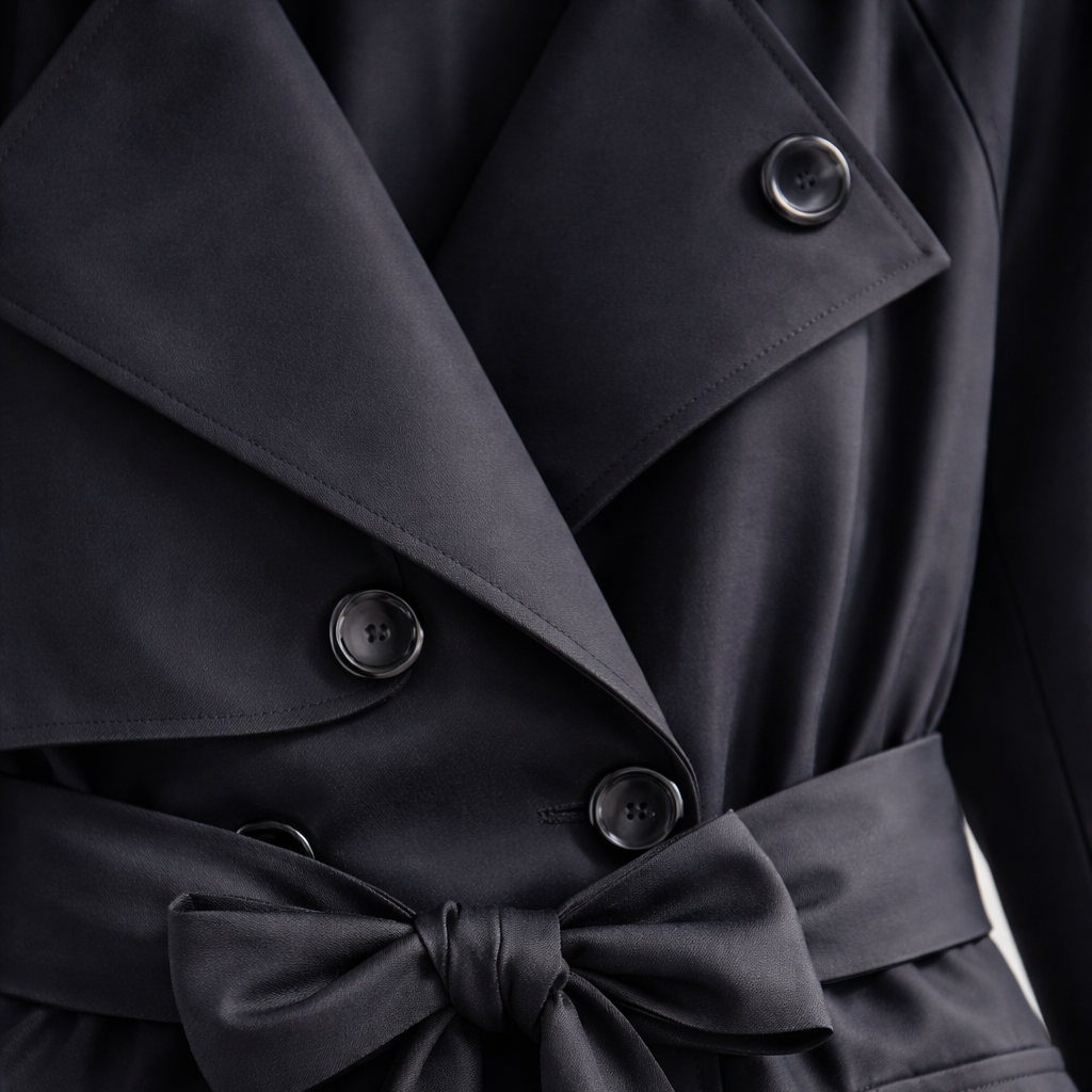 Trench con maniche lunghe, cintura e chiusura doppiopetto