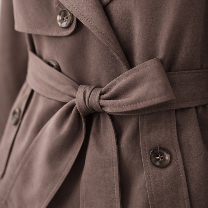 Trench con maniche lunghe, cintura e chiusura doppiopetto