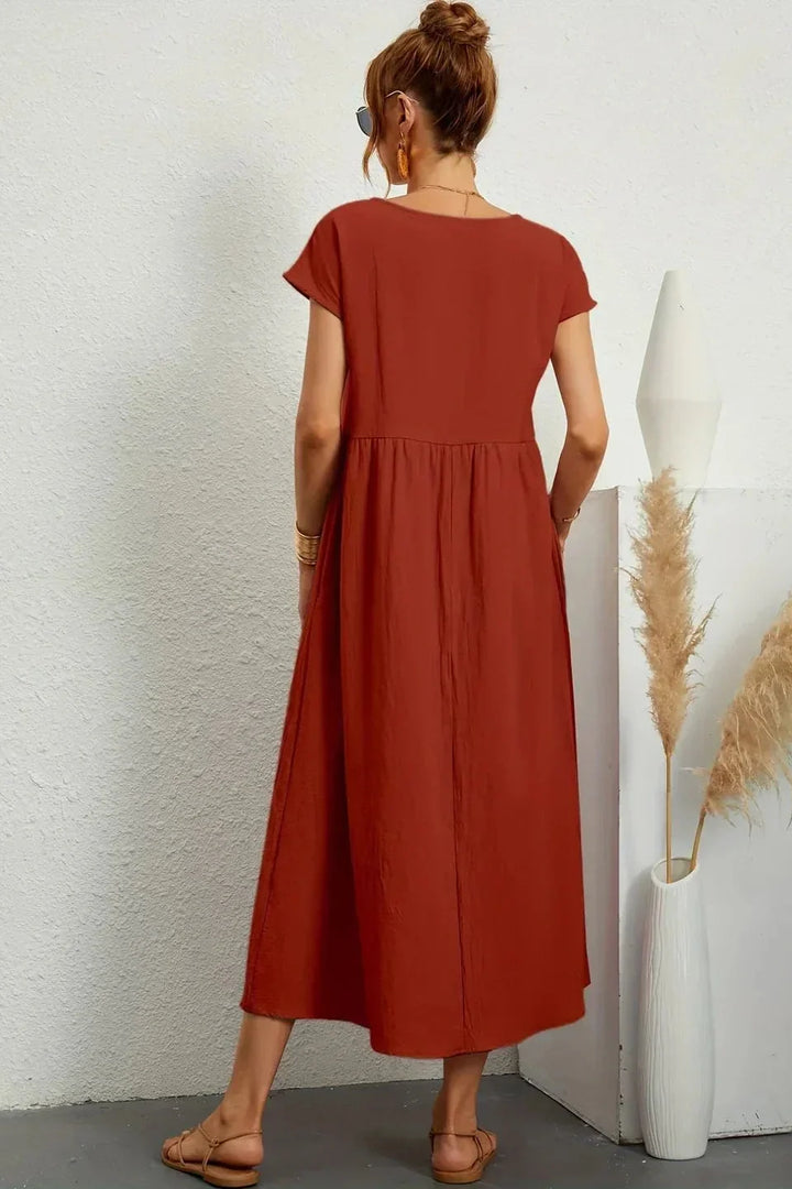 Renáta | Abito midi in cotone morbido con tasche