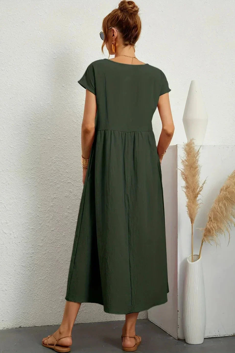 Renáta | Abito midi in cotone morbido con tasche