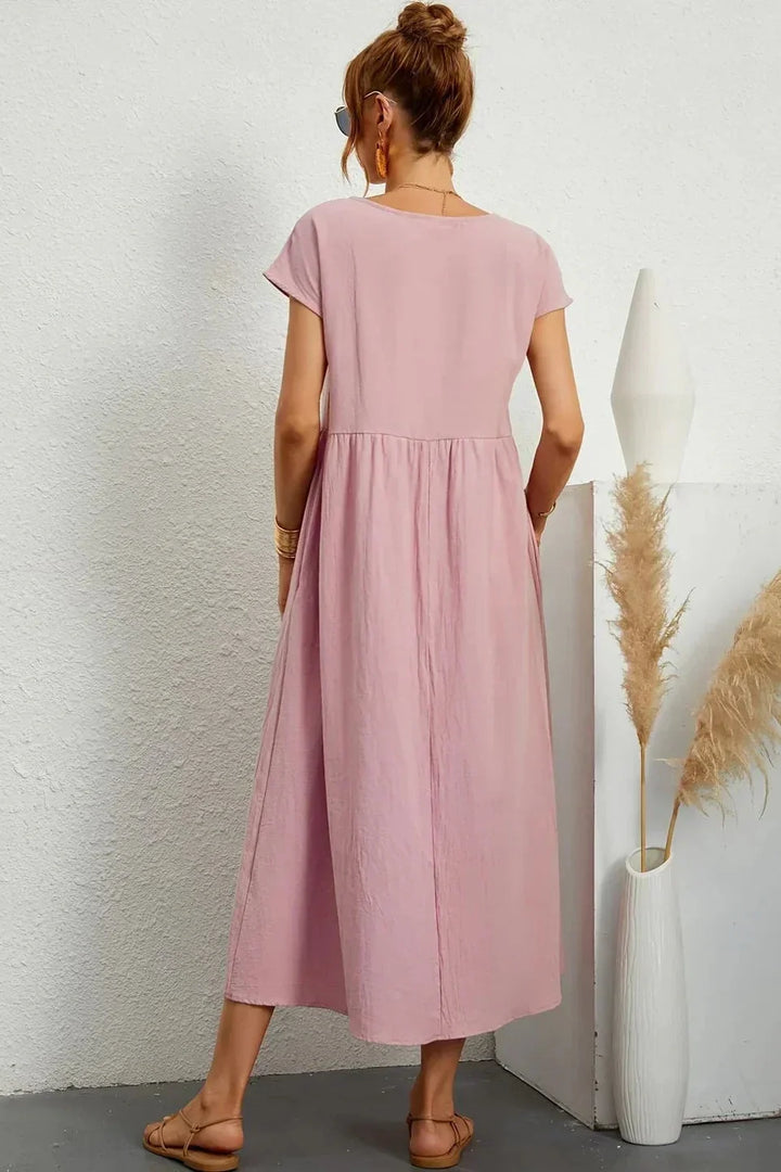 Renáta | Abito midi in cotone morbido con tasche