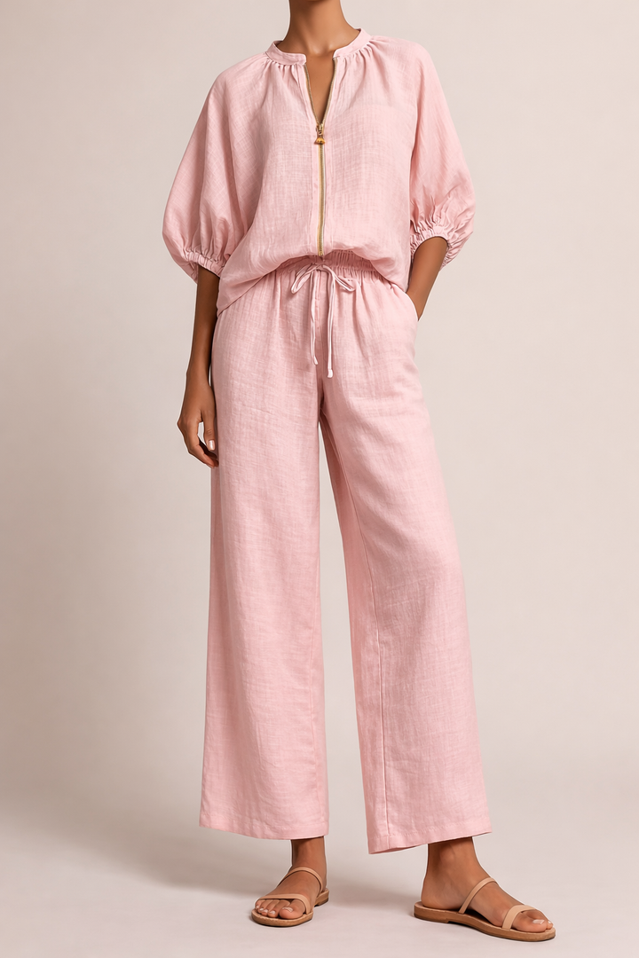 Nina | Completo a due pezzi con pantaloni larghi e un aspetto leggero