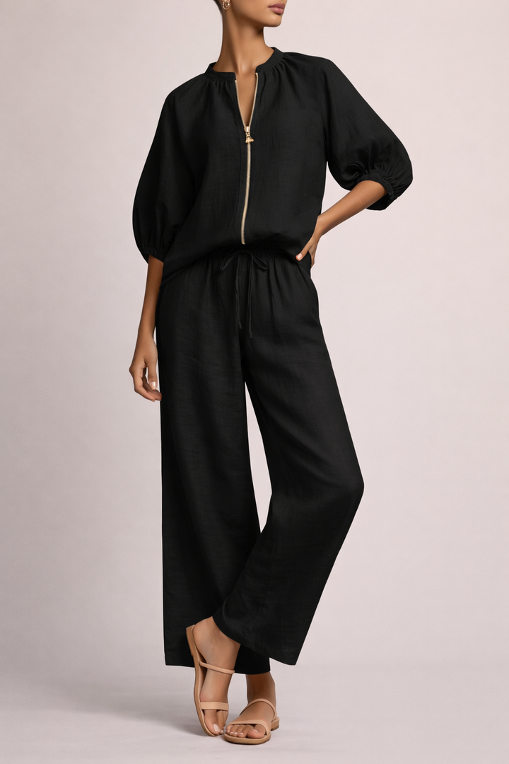 Nina | Completo a due pezzi con pantaloni larghi e un aspetto leggero