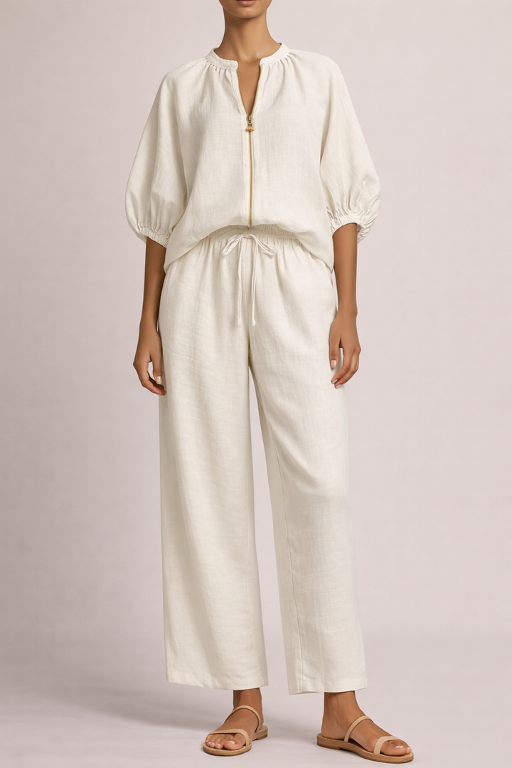 Nina | Completo a due pezzi con pantaloni larghi e un aspetto leggero