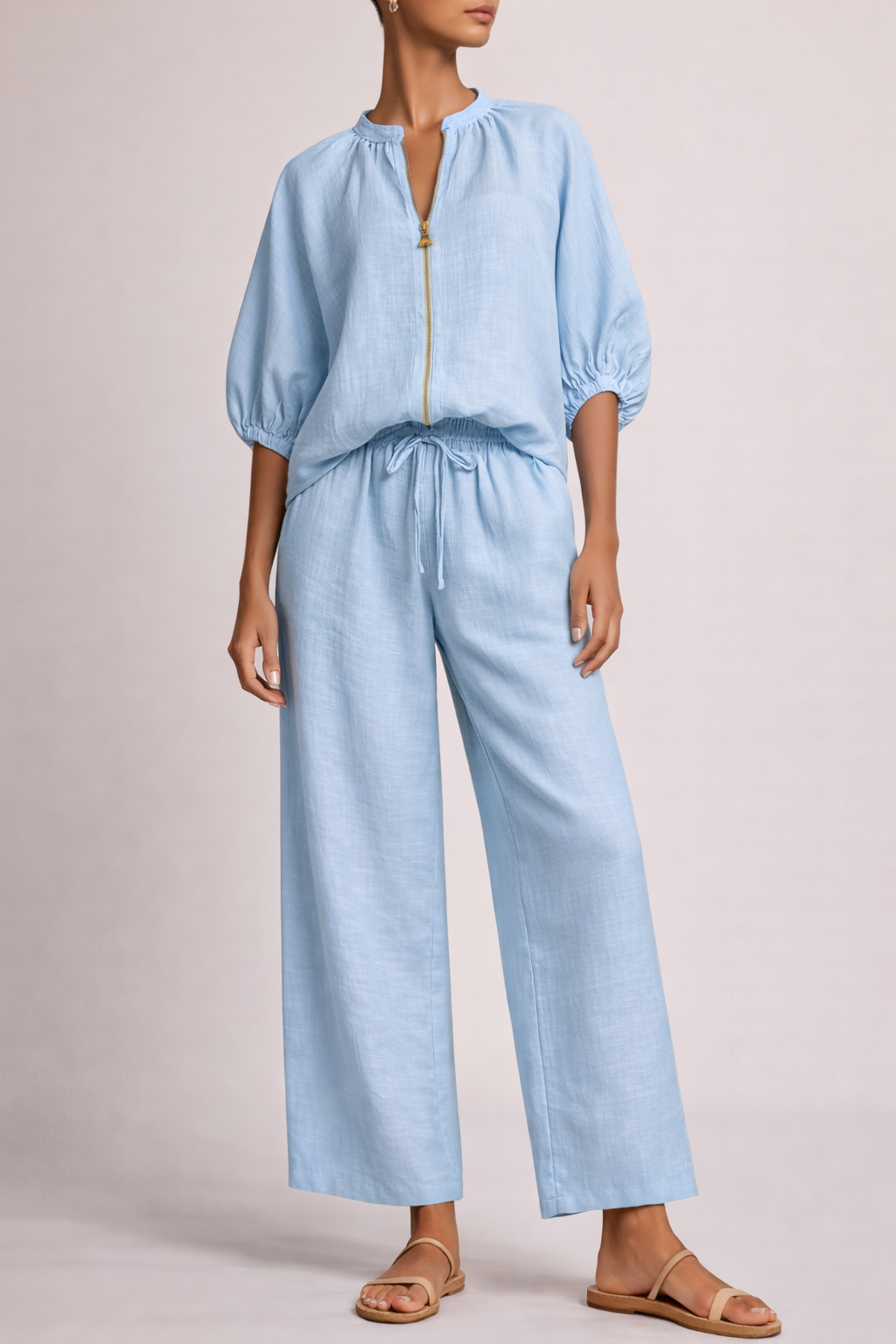 Nina | Completo a due pezzi con pantaloni larghi e un aspetto leggero