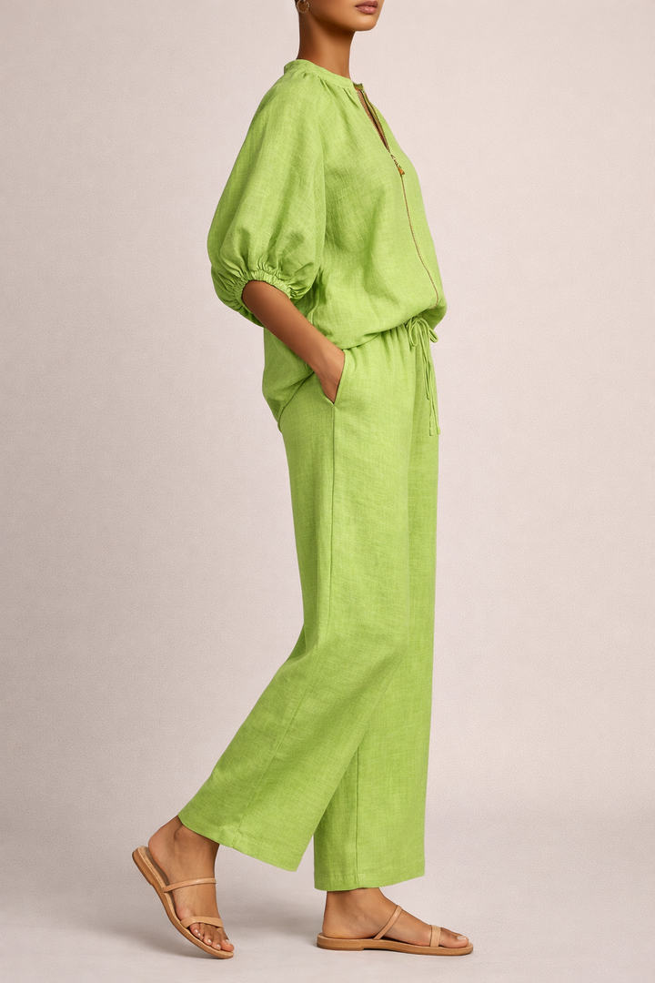 Nina | Completo a due pezzi con pantaloni larghi e un aspetto leggero