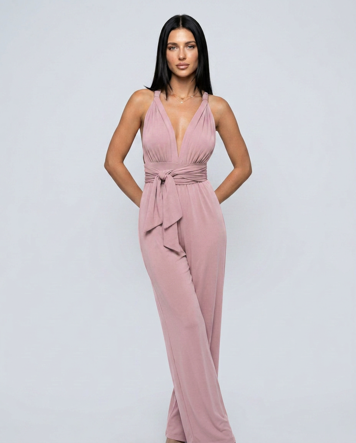 Paula | Tuta con pantaloni larghi e schiena incrociata