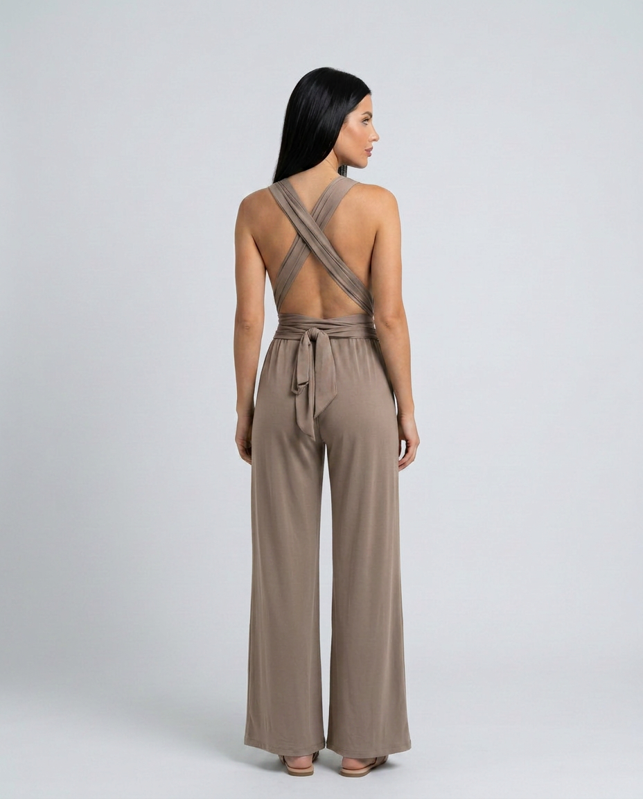 Paula | Tuta con pantaloni larghi e schiena incrociata