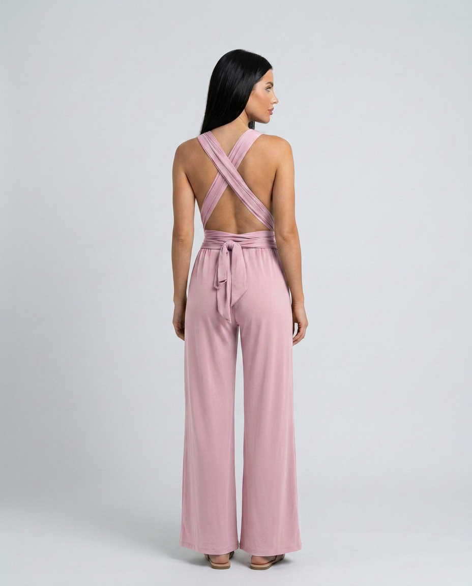Paula | Tuta con pantaloni larghi e schiena incrociata