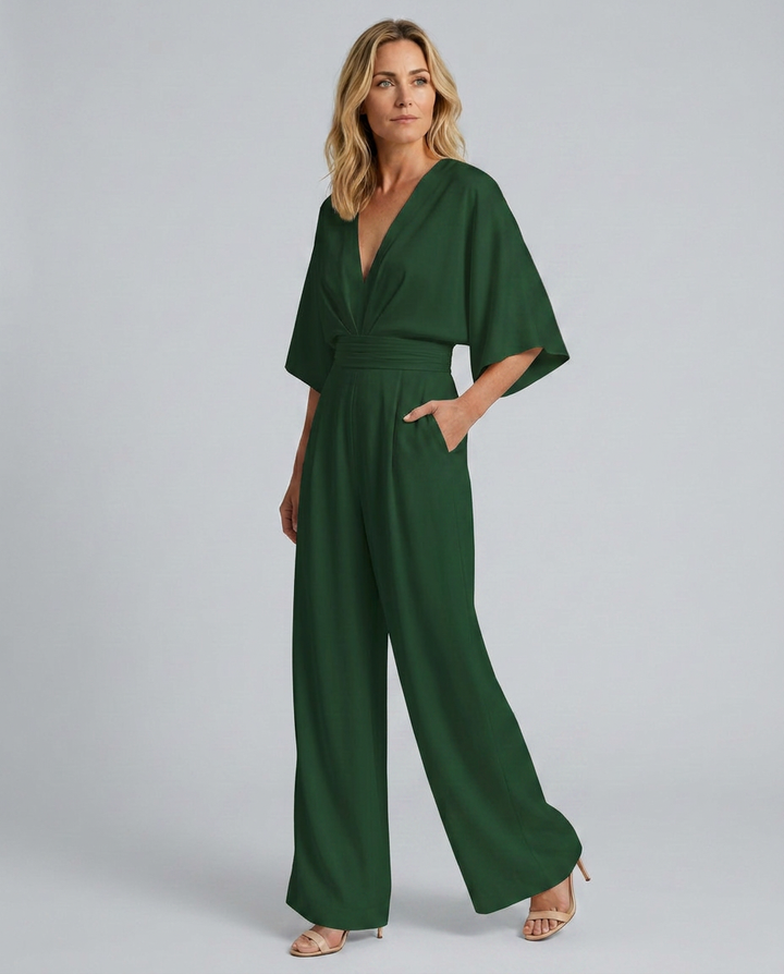 Albína | Tuta con pantaloni larghi e scollatura a V