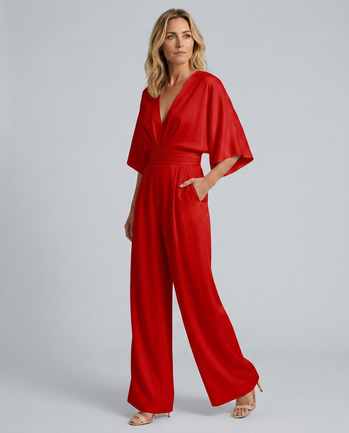 Albína | Tuta con pantaloni larghi e scollatura a V