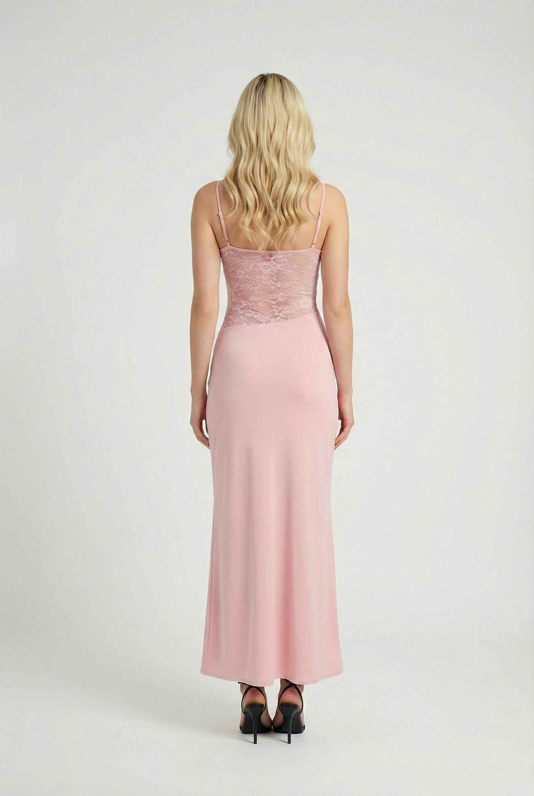Nina | Maxi vestito rosa romantico senza maniche