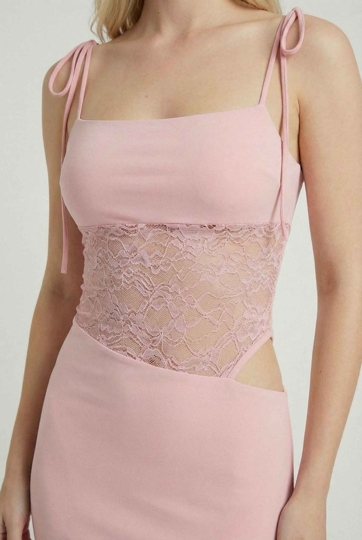 Nina | Maxi vestito rosa romantico senza maniche