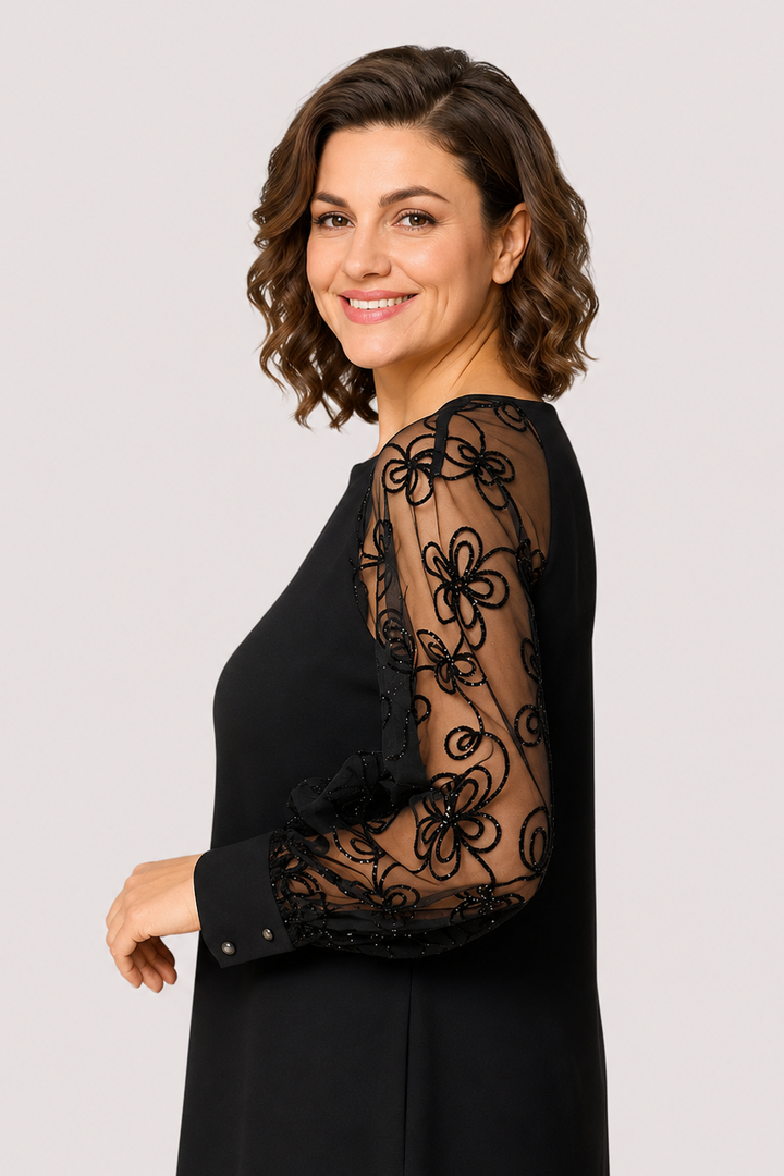 Rastislava | Abito elegante nero con maniche delicate