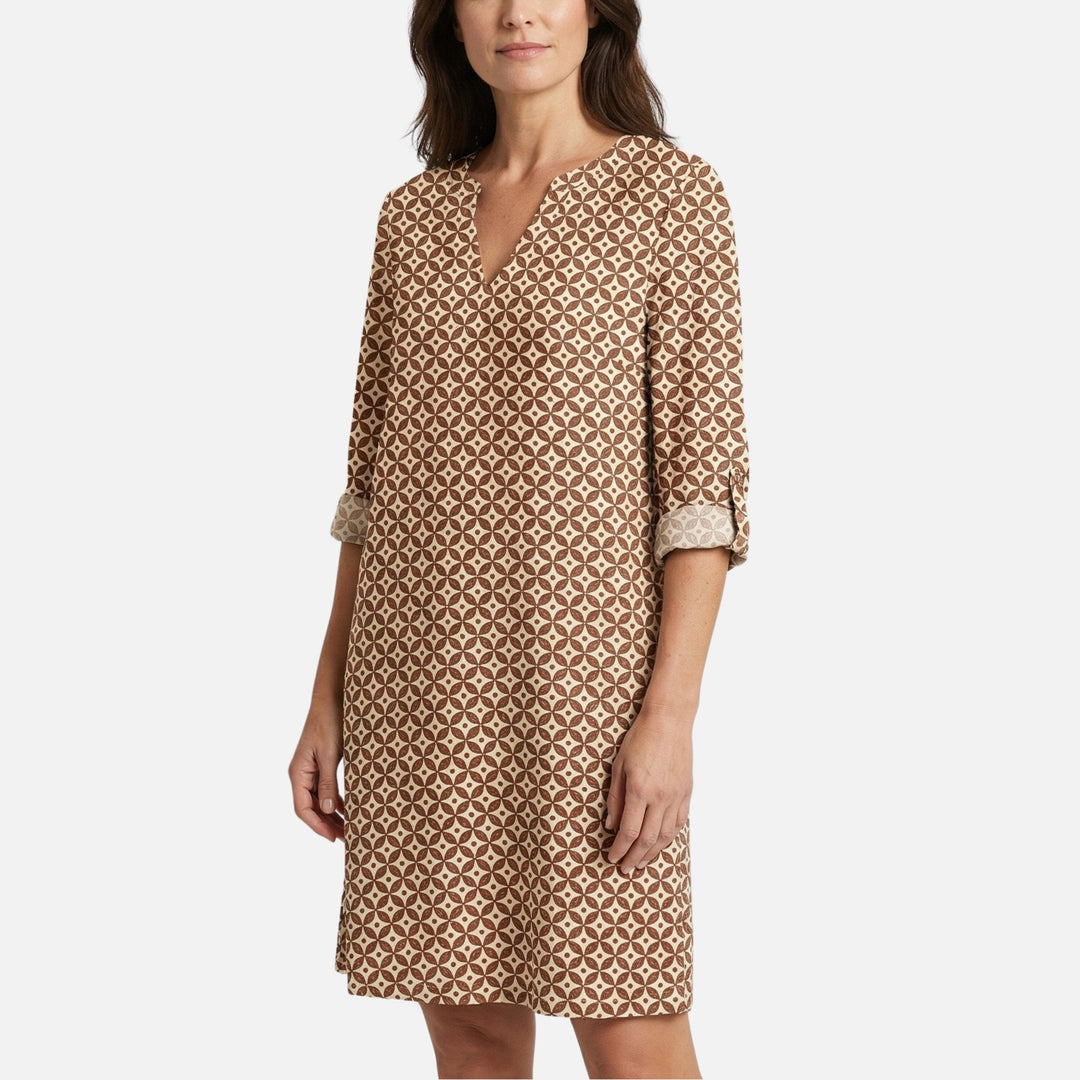Ilona | Abito midi fluido con motivo geometrico