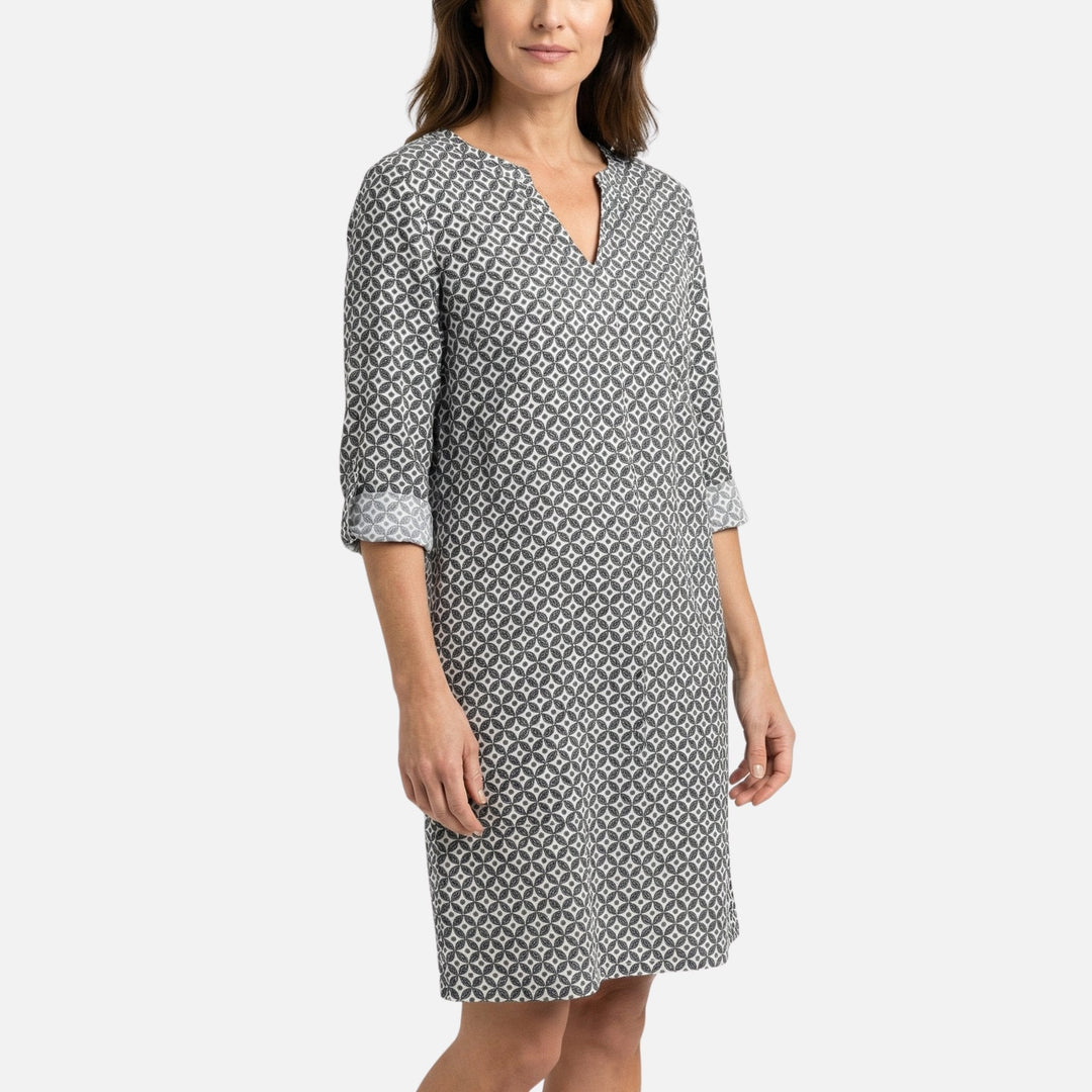 Ilona | Abito midi fluido con motivo geometrico