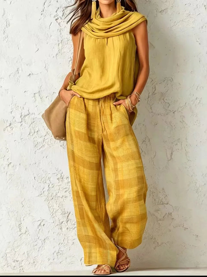 Completo casual a due pezzi con top morbido e pantaloni larghi