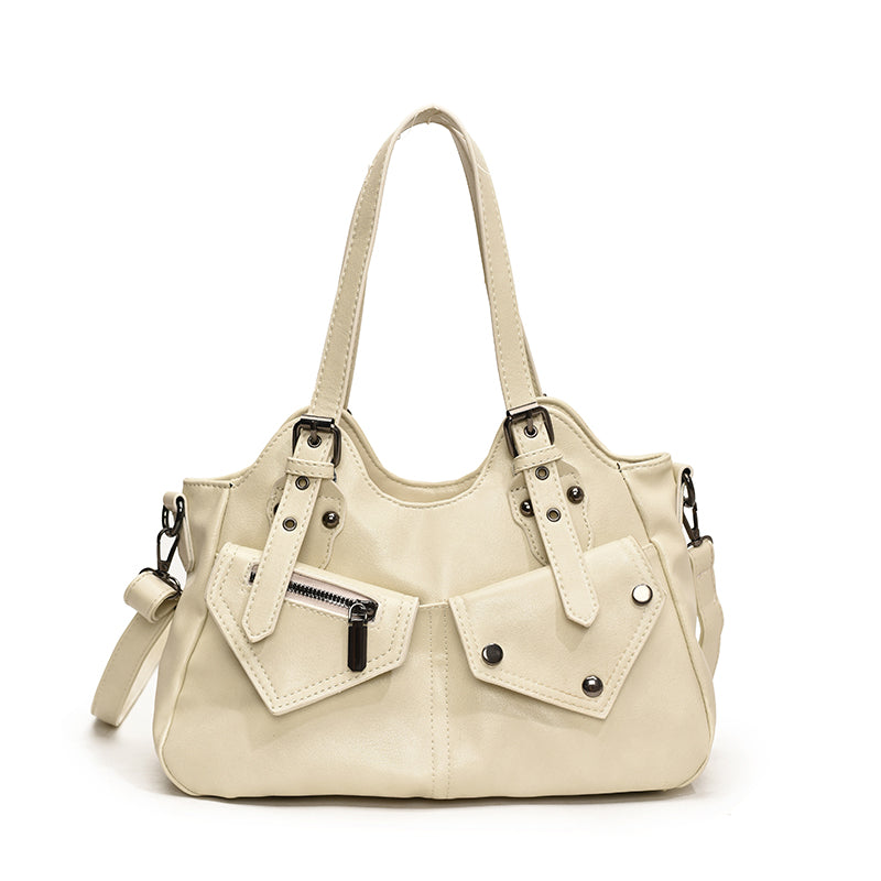Borsa tote liscia con più tasche