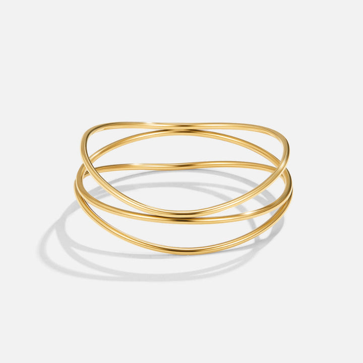 Bracciale rigido dorato a strati Sabrina