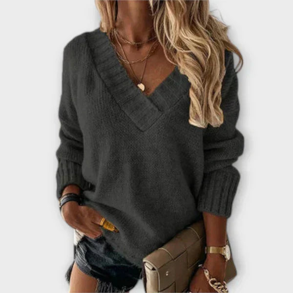 Karolína - Pohodlný Sveter s Výstrihom do V