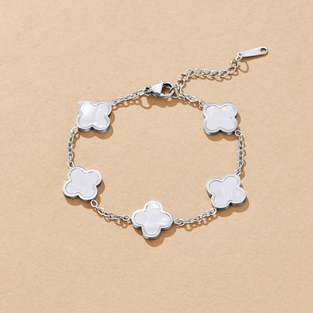 Bracciale argento con quadrifoglio